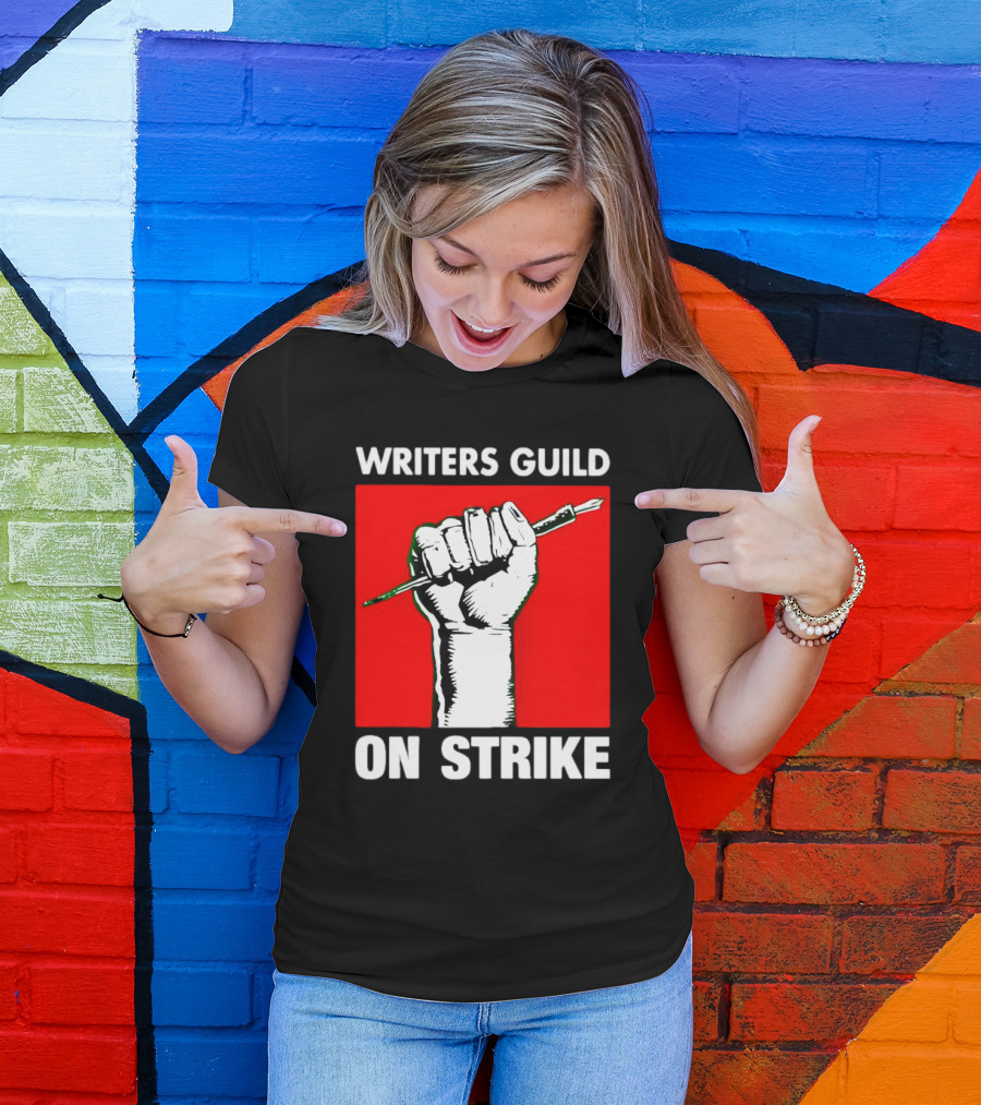 Writers Guild On Strike Raised Fist Pencil T-Shirt