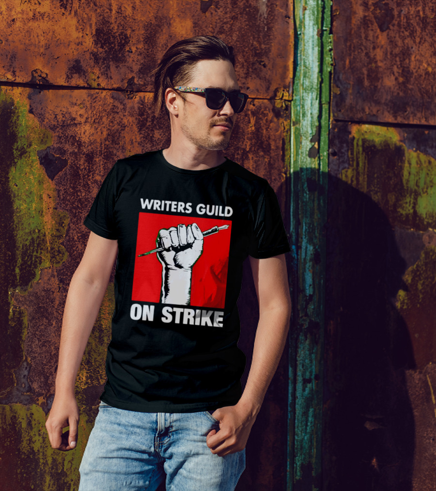 Writers Guild On Strike Raised Fist Pencil T-Shirt