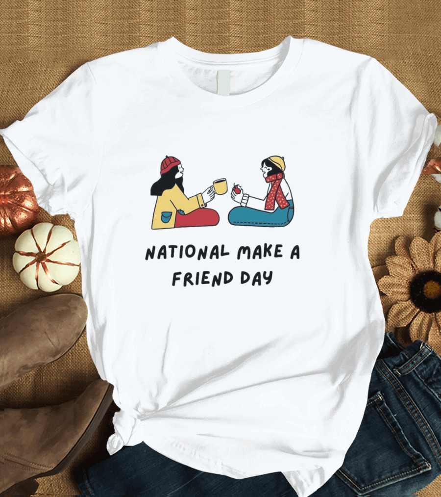 National Make A Friend Day Cozy Winter Scene T-Shirt
