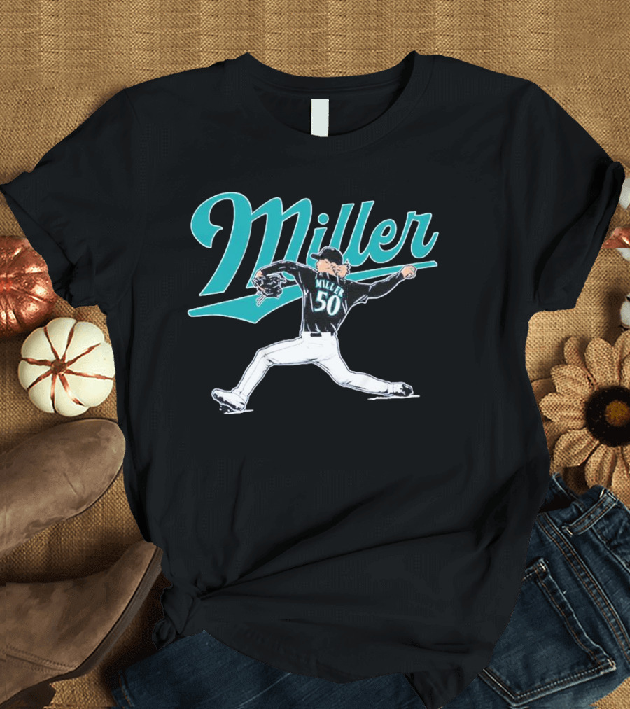 Seattle Mariners Bryce Miller 50 Pitcher T-Shirt