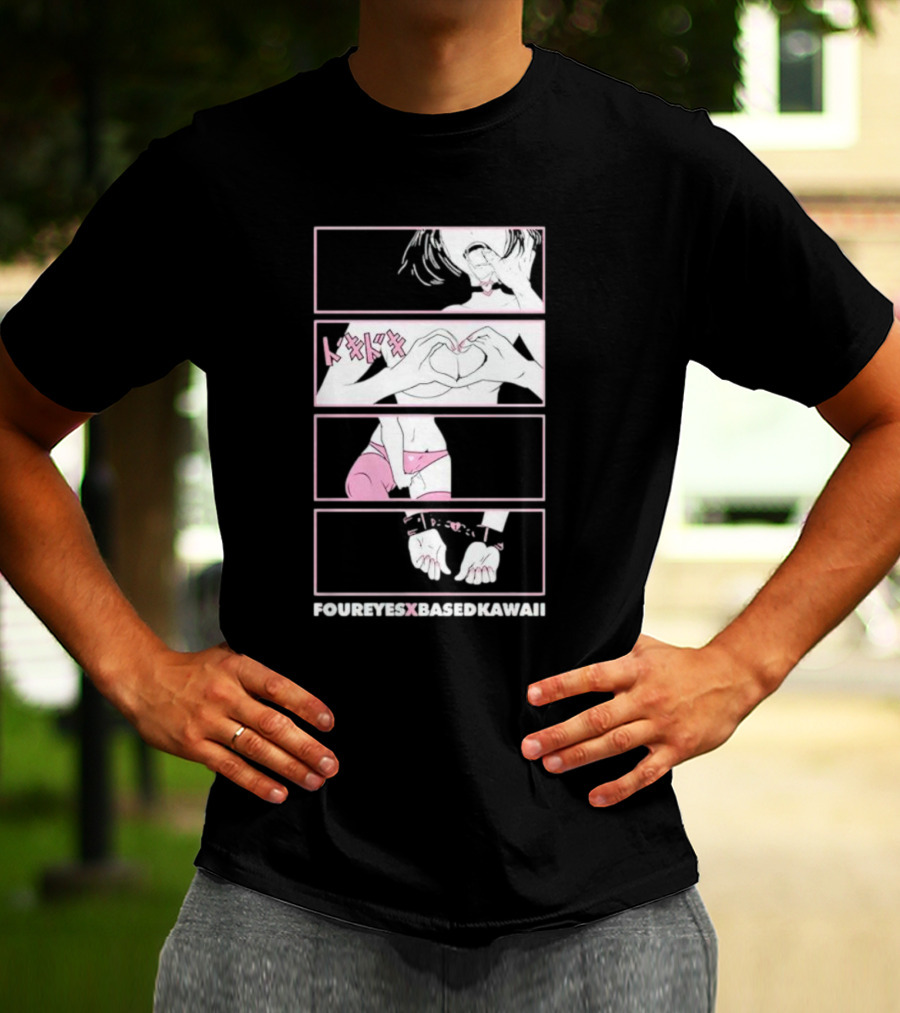 FOUREYES X BASED KAWAII TOKIDOKI HAND HEART PINK AESTHETIC T-Shirt