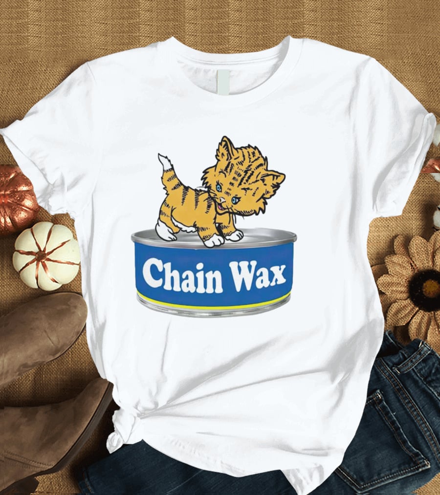 Cat Chain Wax Cute Kitten On Tin T-Shirt