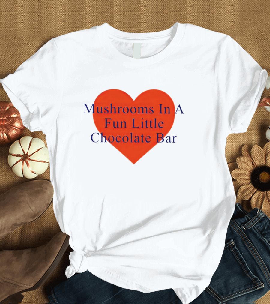 Mushrooms In A Fun Little Chocolate Bar Red Heart T-Shirt