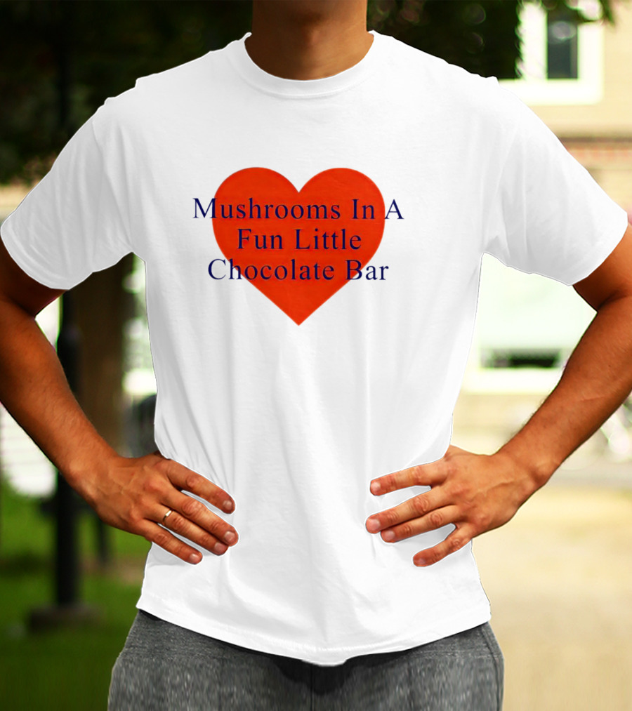 Mushrooms In A Fun Little Chocolate Bar Red Heart T-Shirt