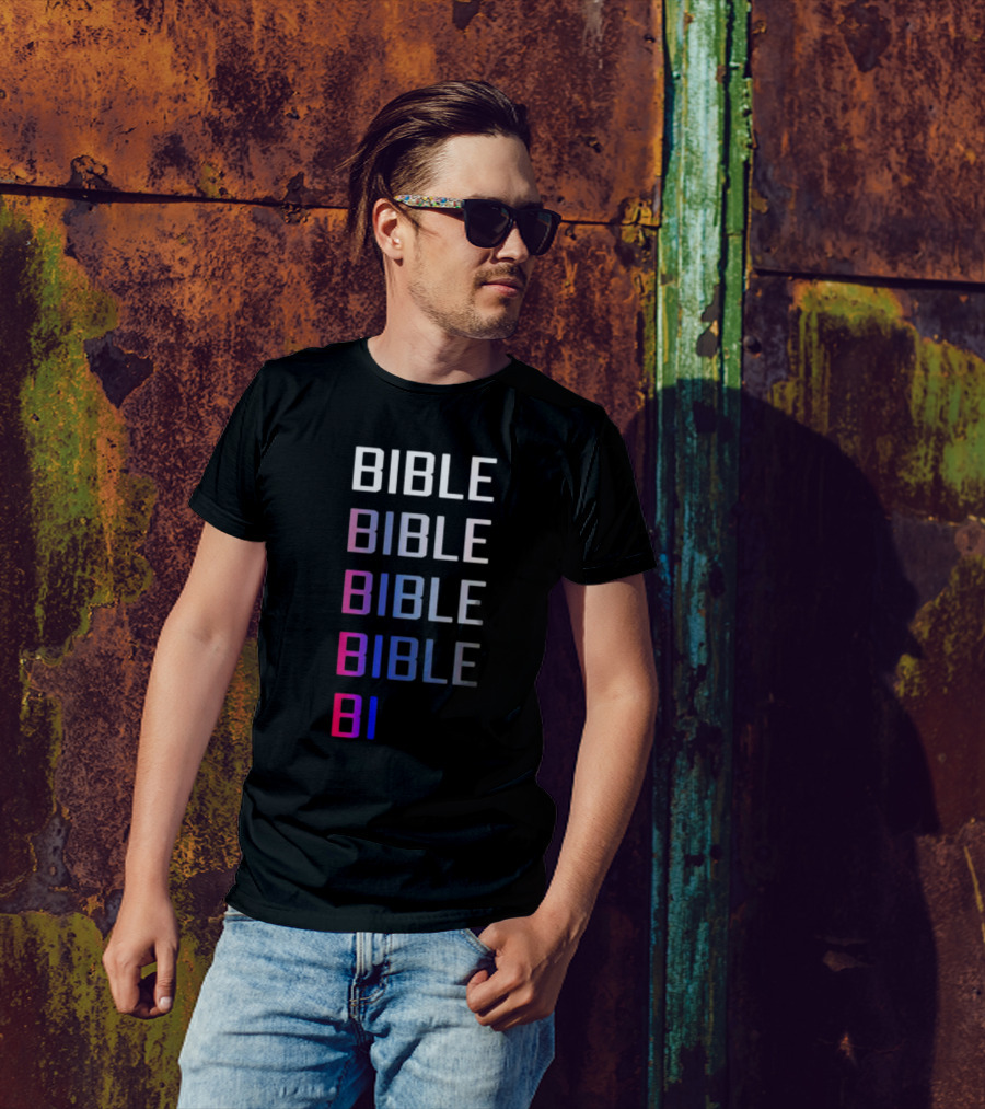 Bible Pride Gradient Multicolor Text Stacked T-Shirt