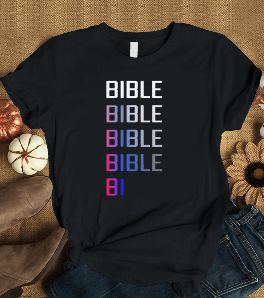 Bible Pride Gradient Multicolor Text Stacked T-Shirt