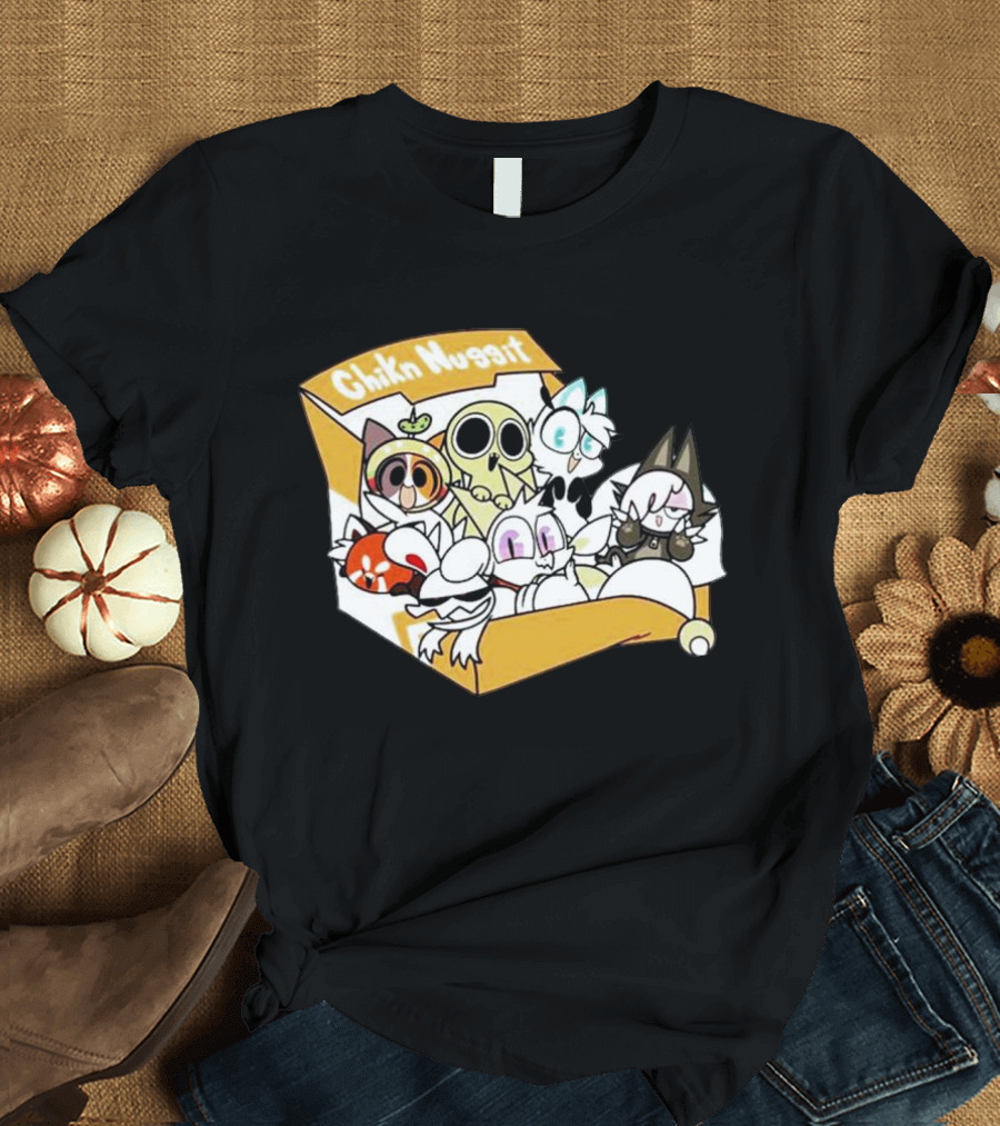 Chikn Nuggit Box Characters Packed In Cute Cartoon T-Shirt