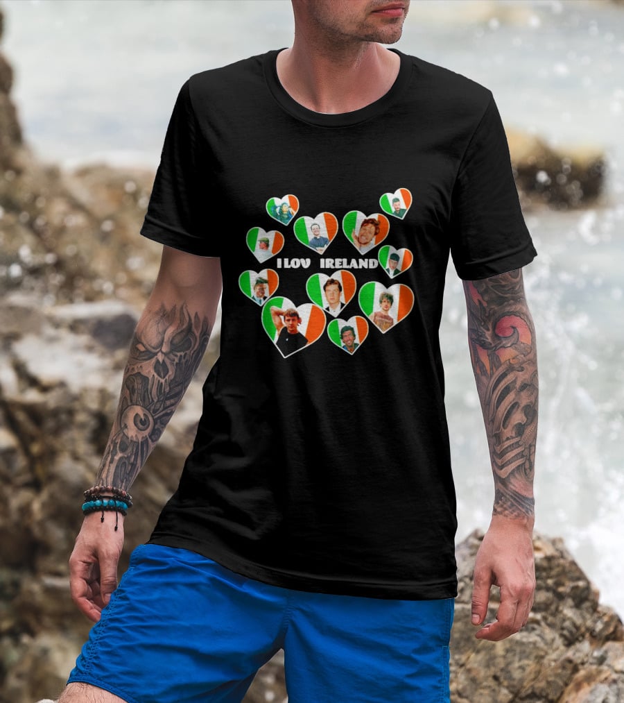 I Love Ireland Irish Flag Hearts T-Shirt