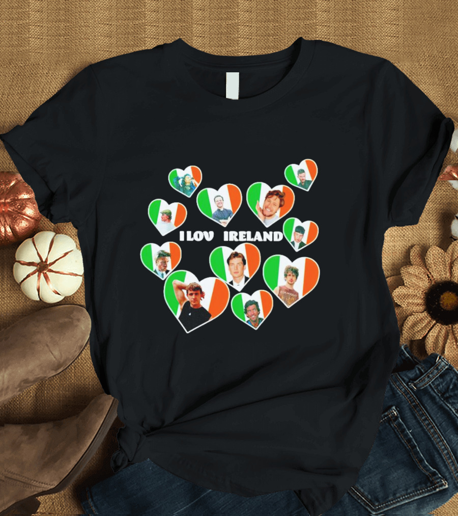 I Love Ireland Irish Flag Hearts T-Shirt