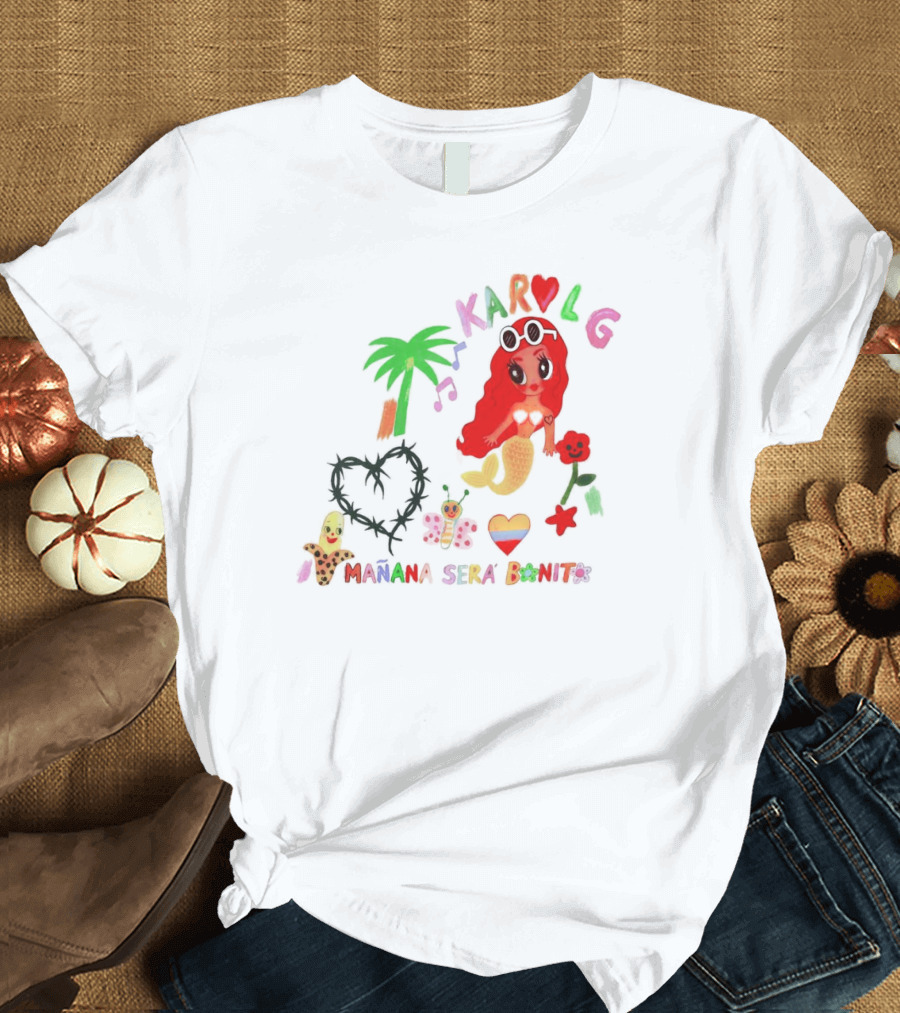 Karol G Mañana Será Bonito Mermaid Palm Heart Music Note T-Shirt
