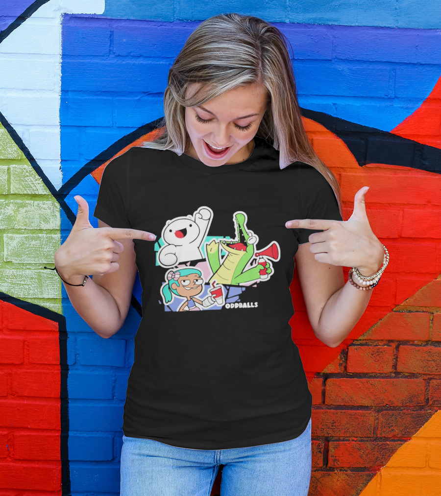 Odd1sout Oddballs Cartoon Trio With Crocodile And Drink T-Shirt