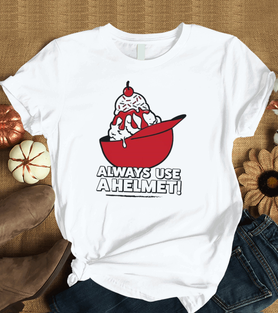 Cincinnati Reds Ice Cream Always Use A Helmet T-Shirt