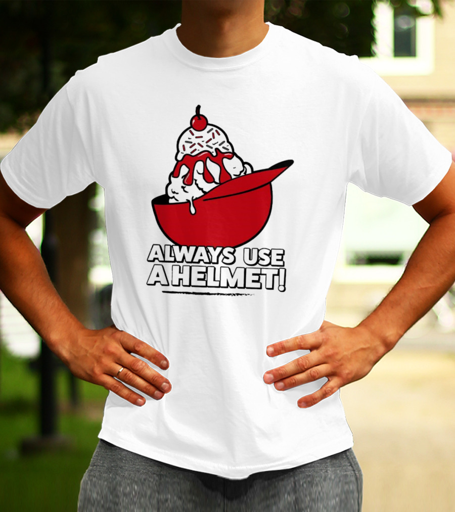 Cincinnati Reds Ice Cream Always Use A Helmet T-Shirt