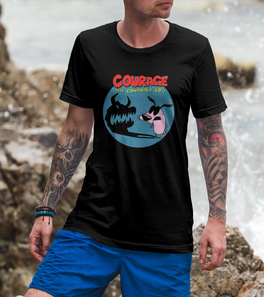 Courage The Cowardly Dog Shadow Monster Confrontation T-Shirt