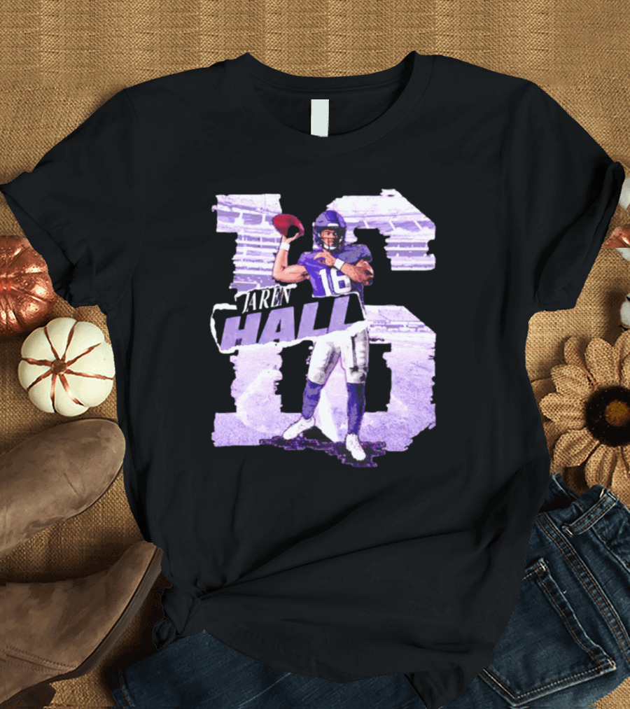 Jaren Hall Minnesota Number 16 Football Player T-Shirt