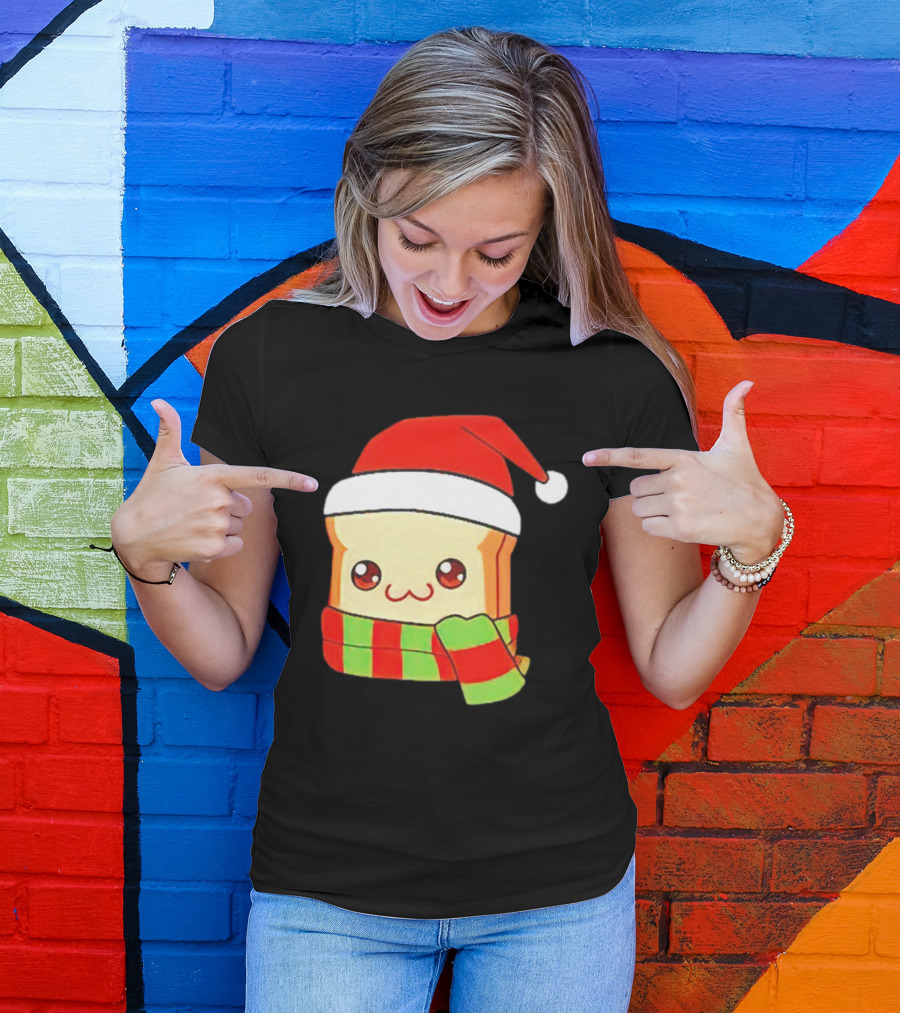 Bundled Bread Christmas Santa Toast Scarf T-Shirt
