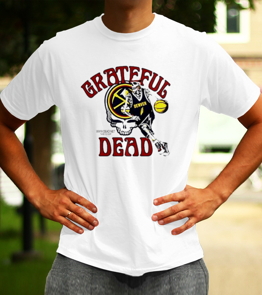 Grateful Dead Denver Nuggets Basketball Skull Skeleton T-Shirt