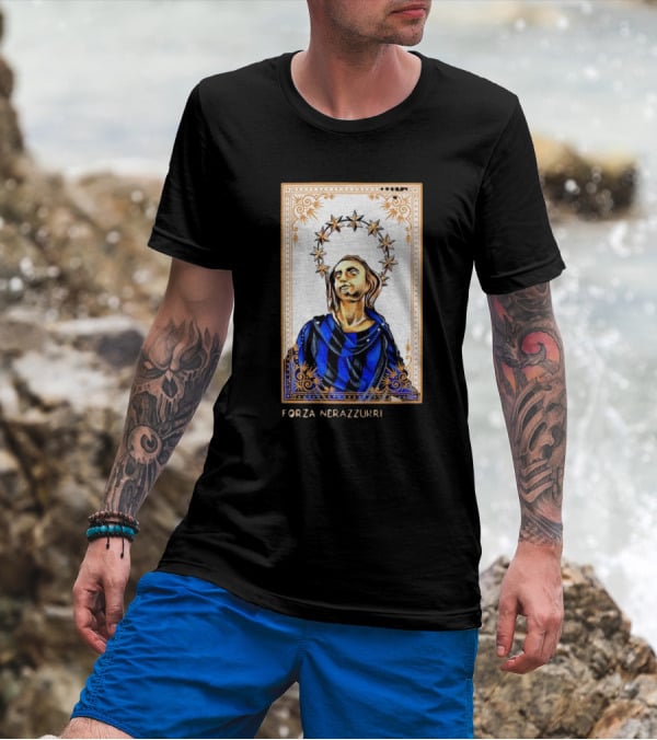 Forza Nerazzurri Madonnina Iconic Blue And Black Halo T-Shirt