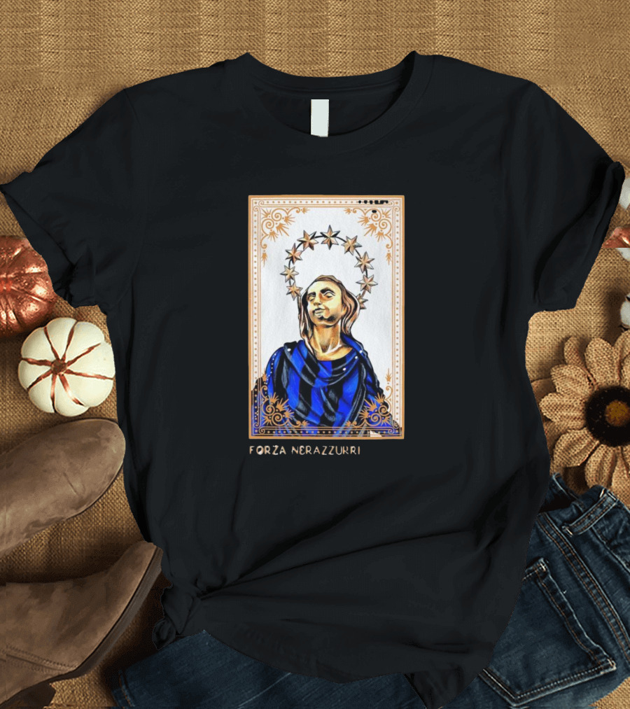 Forza Nerazzurri Madonnina Iconic Blue And Black Halo T-Shirt