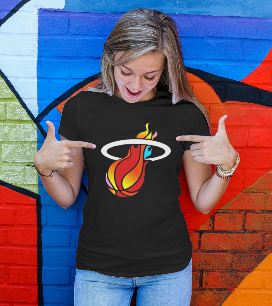 Miami Heat Basketball Flame Icon Mashup T-Shirt