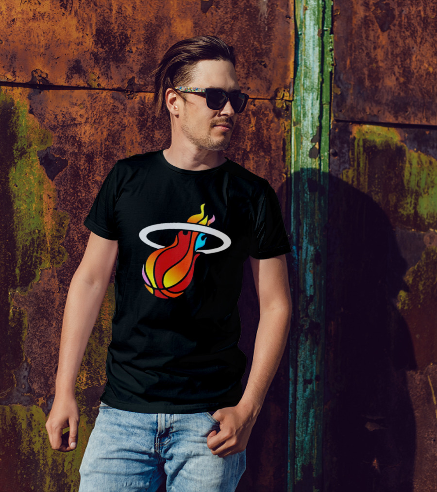 Miami Heat Basketball Flame Icon Mashup T-Shirt