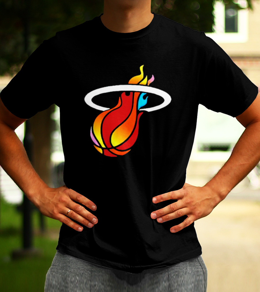 Miami Heat Basketball Flame Icon Mashup T-Shirt