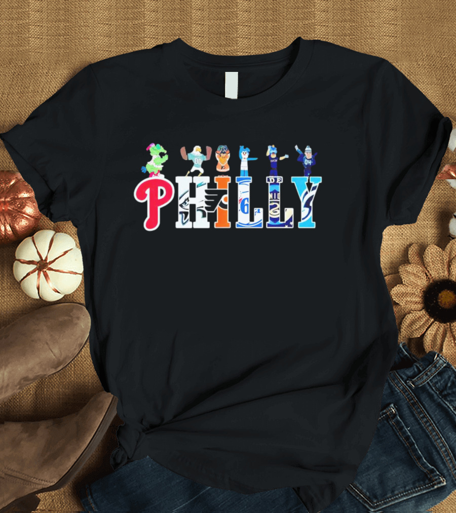 Philly Mascots Phillies Eagles Flyers 76ers Union Soul T-Shirt