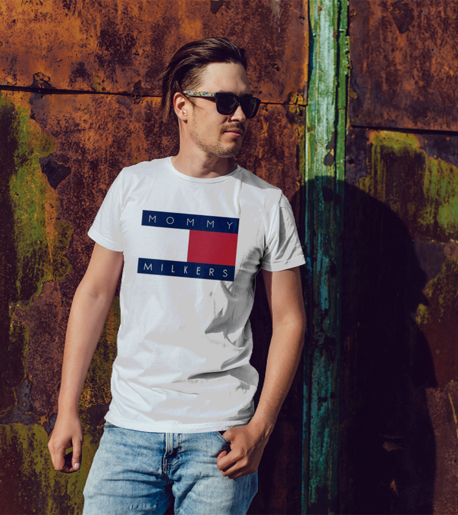 Mommy Milkers Logo Parody Tommy Flag T-Shirt