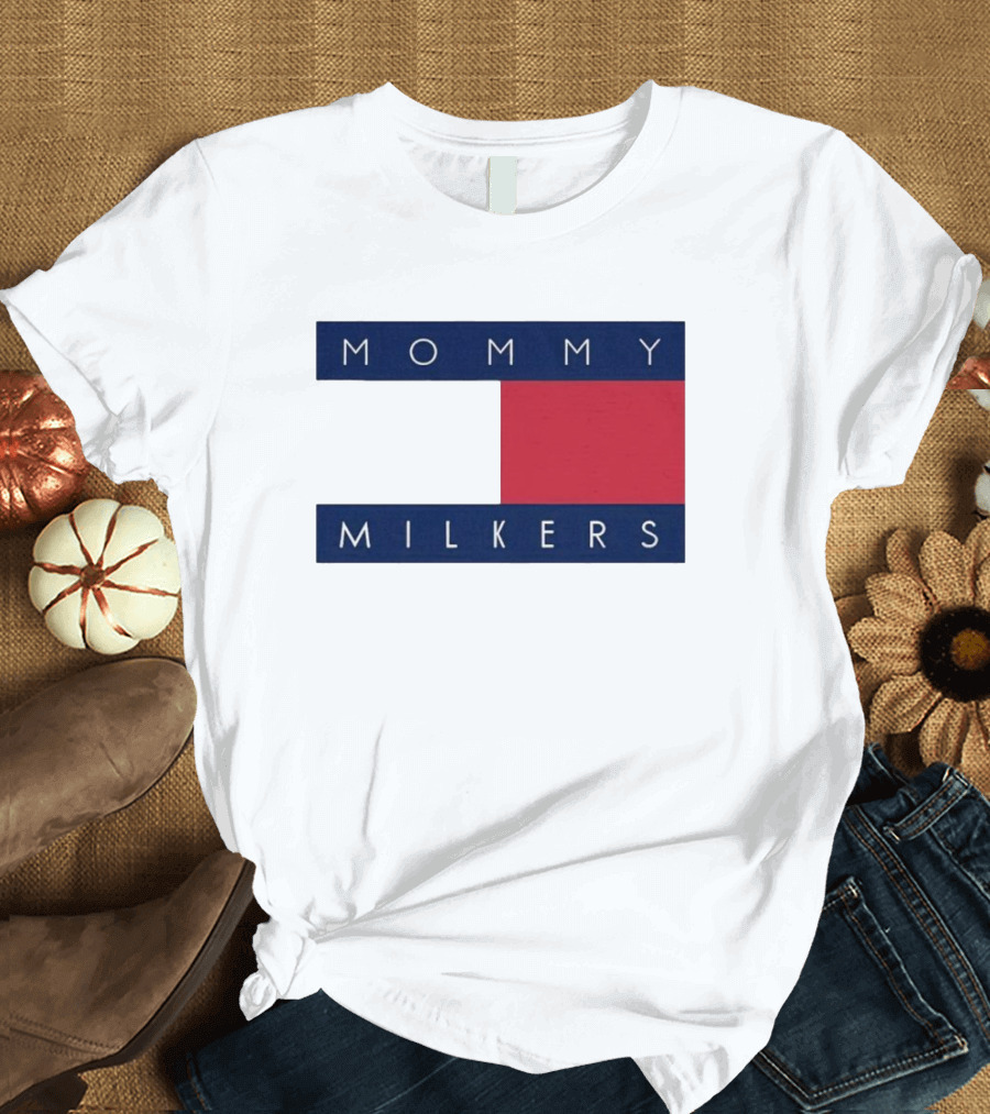 Mommy Milkers Logo Parody Tommy Flag T-Shirt