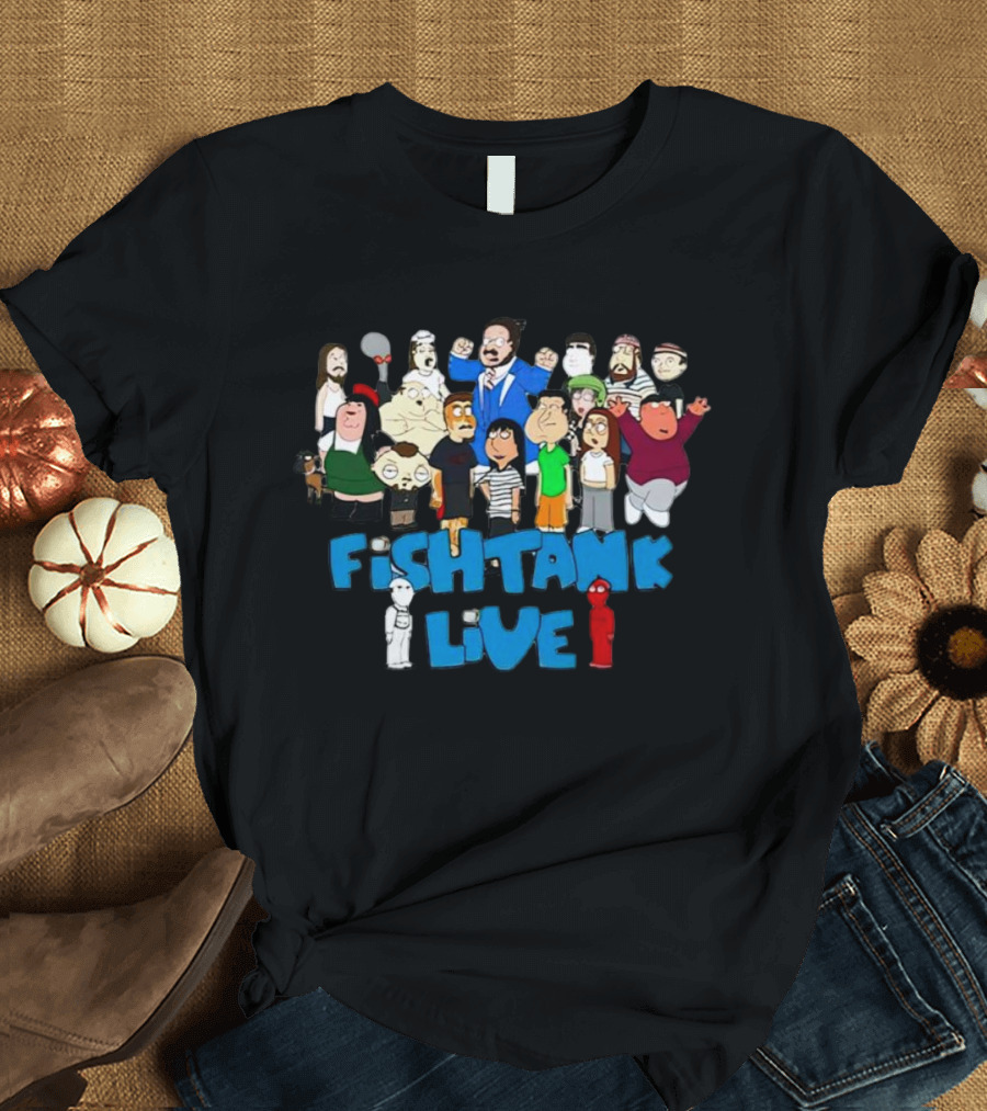 Fish Tank Live Cartoon Character Group T-Shirt