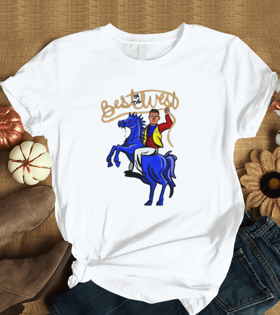 Best West Nikola Jokic Riding Blue Horse T-Shirt