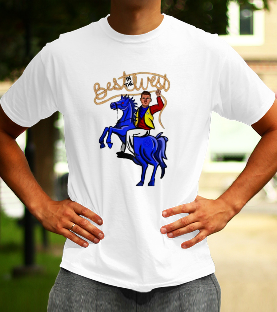 Best West Nikola Jokic Riding Blue Horse T-Shirt