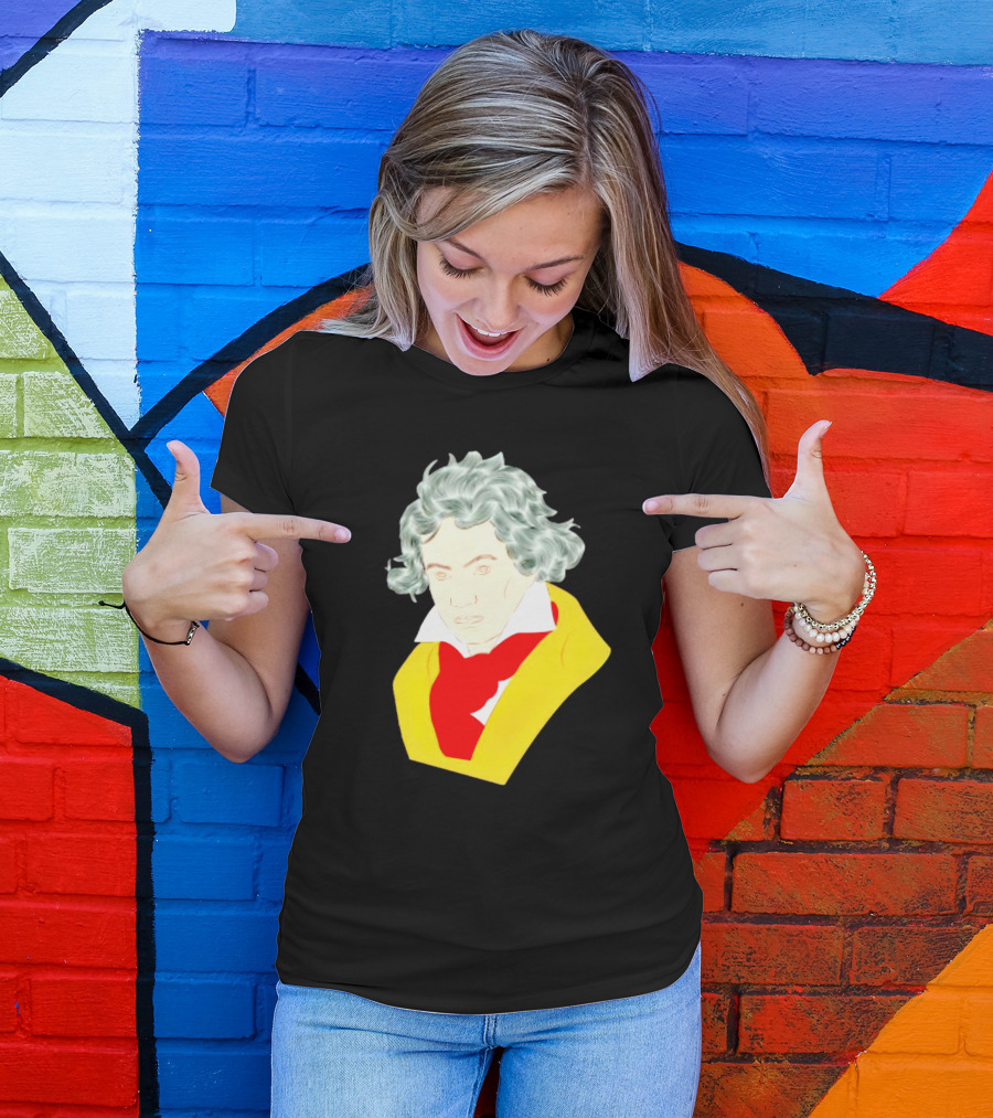 Ludwig Van Beethoven Colorful Portrait In Yellow And Red T-Shirt