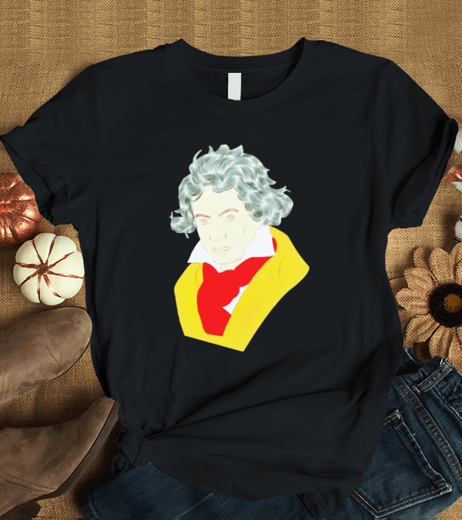 Ludwig Van Beethoven Colorful Portrait In Yellow And Red T-Shirt