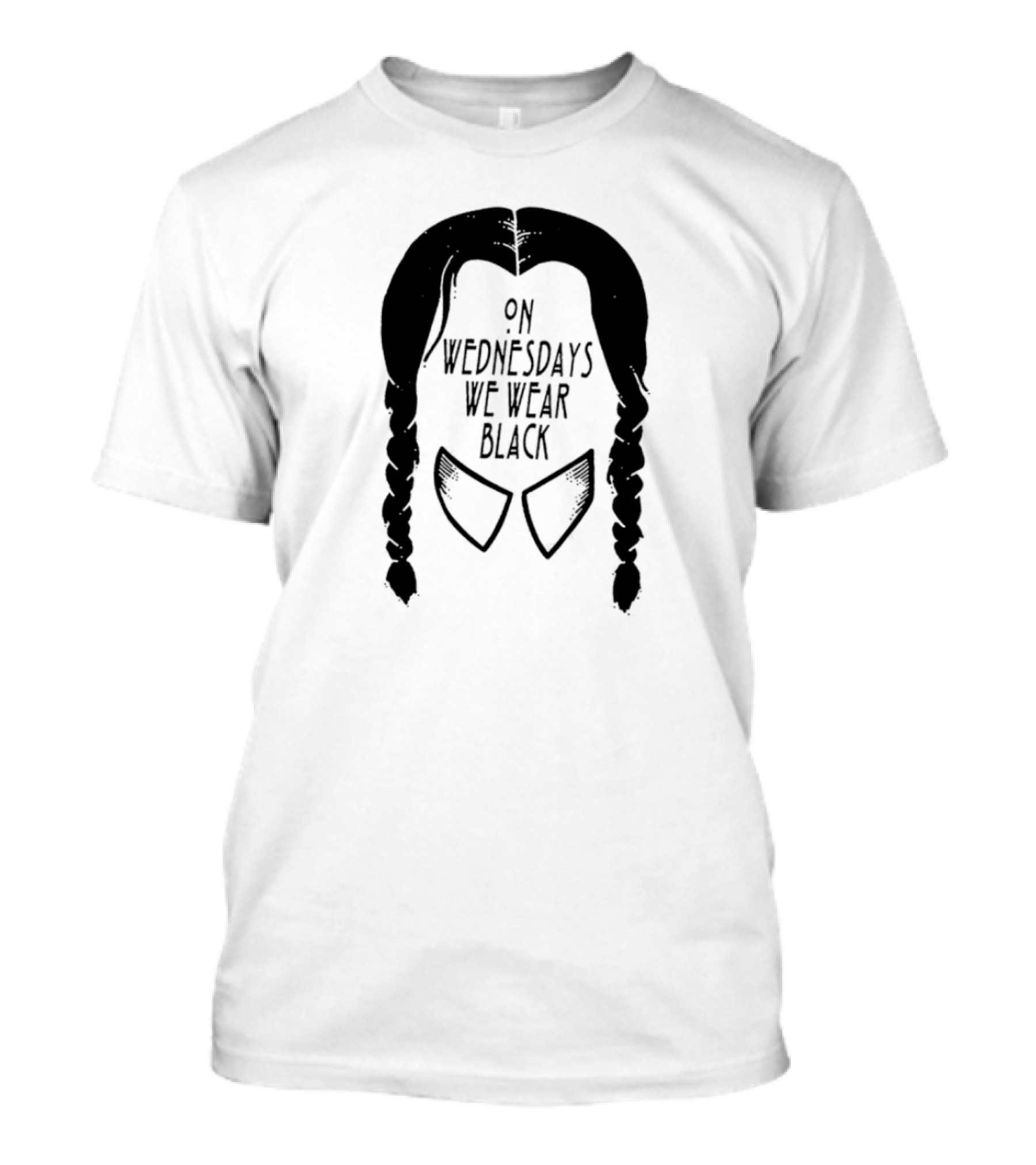 On Wednesdays We Wear Black Braided Hair Collar T-Shirt