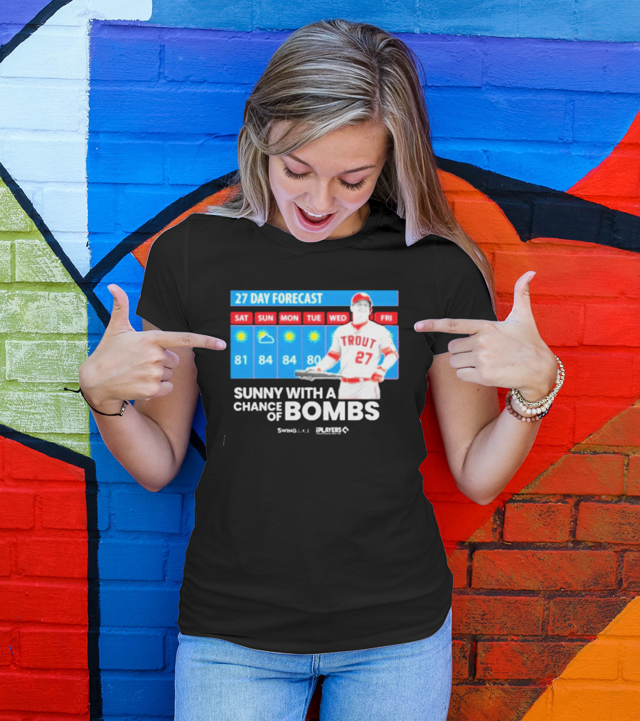Trout 27 Day Forecast Sunny With A Chance Of Bombs Players Swing T-Shirt