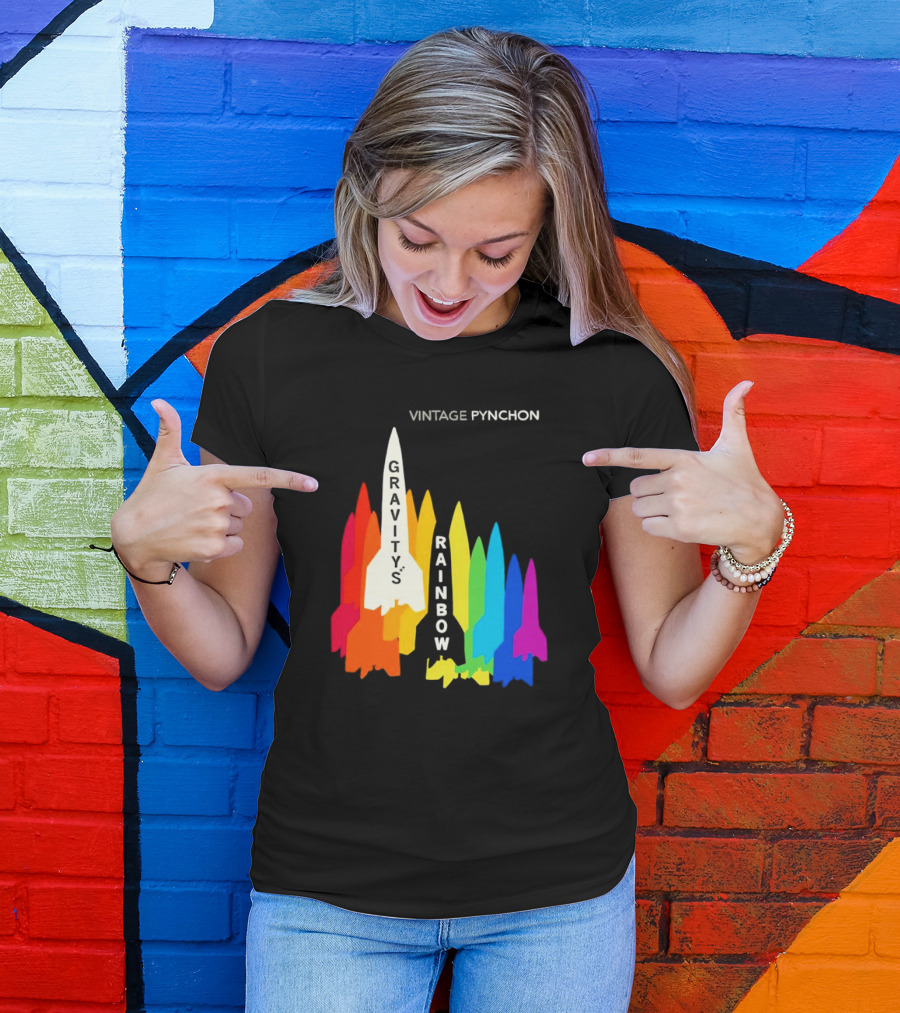 Vintage Pynchon Gravity’s Rainbow Multicolor Rocket T-Shirt