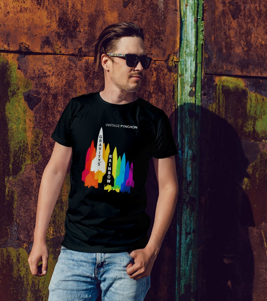Vintage Pynchon Gravity’s Rainbow Multicolor Rocket T-Shirt