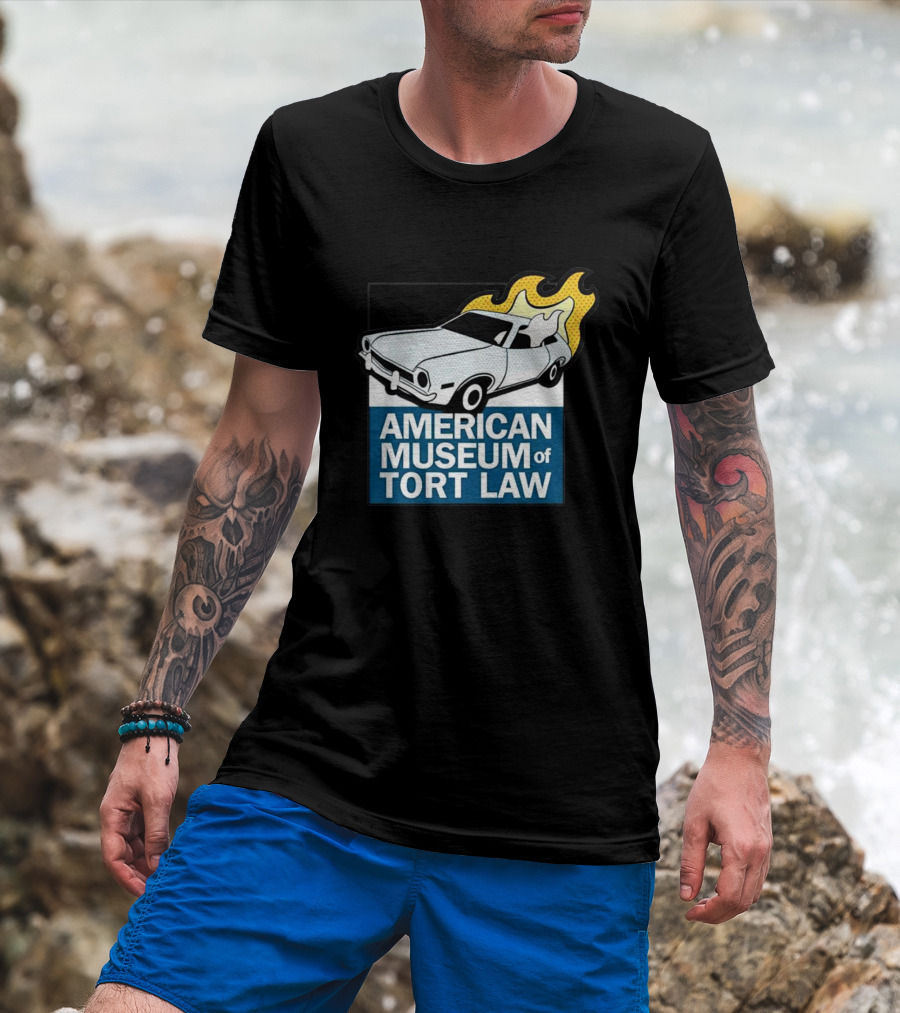 American Museum Of Tort Law Flaming Car Exhibit T-Shirt