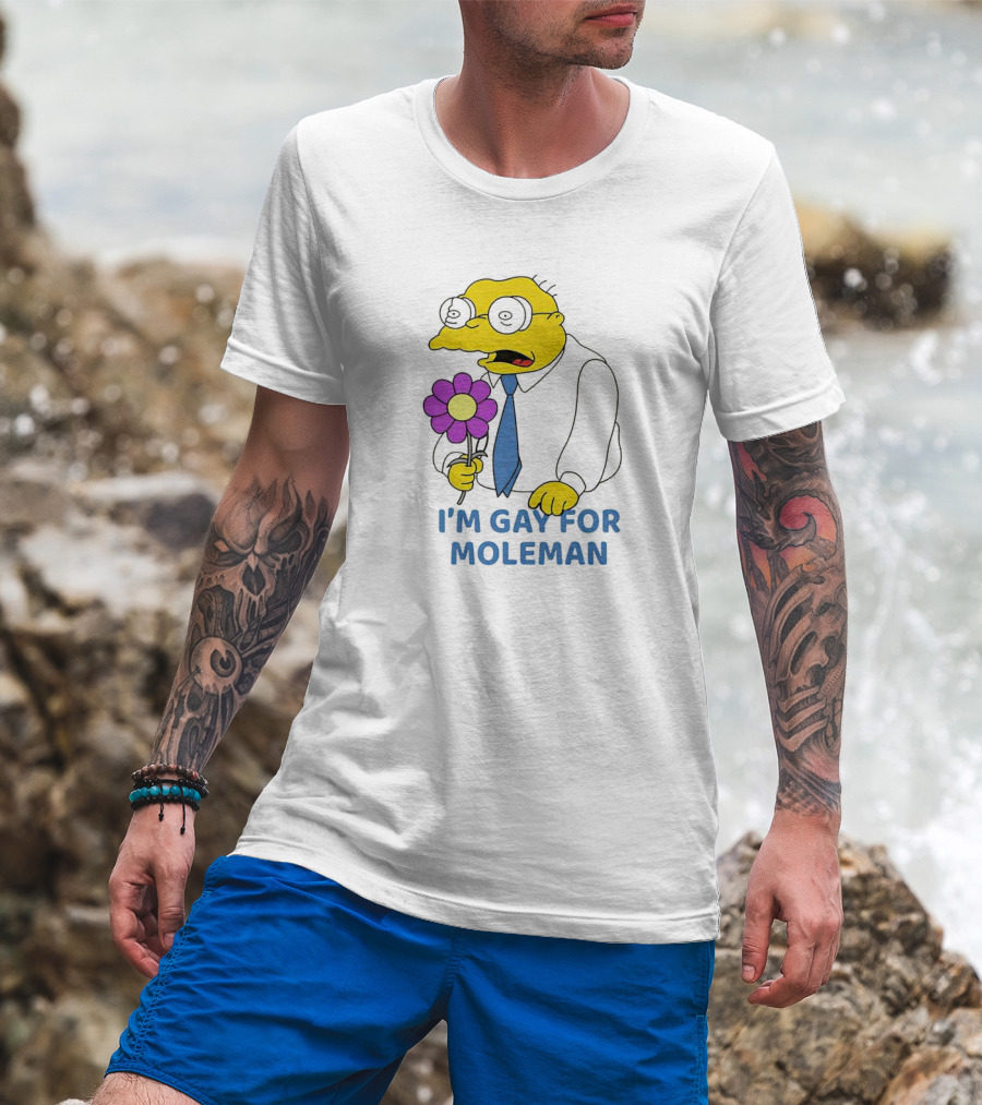 I'm Gay For Moleman Holding Purple Flower T-Shirt