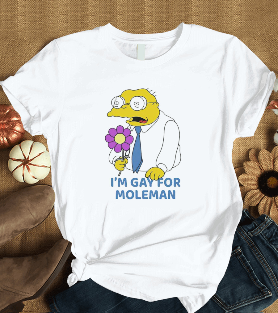 I'm Gay For Moleman Holding Purple Flower T-Shirt