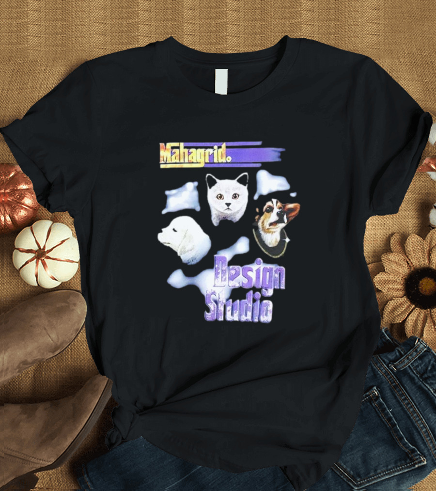 Mahagrid Design Studio Dog And Cat Trio T-Shirt