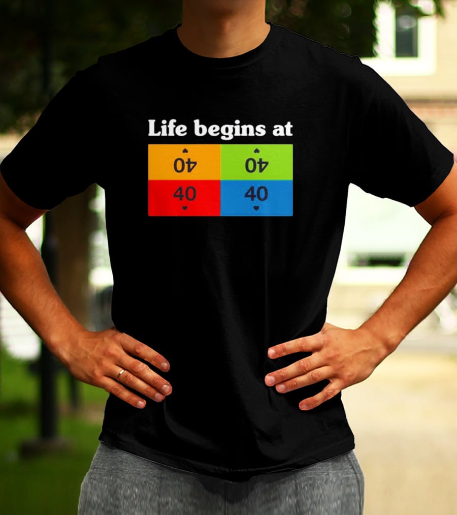 Life Begins At 40 Colorful Playing Card Symbols T-Shirt