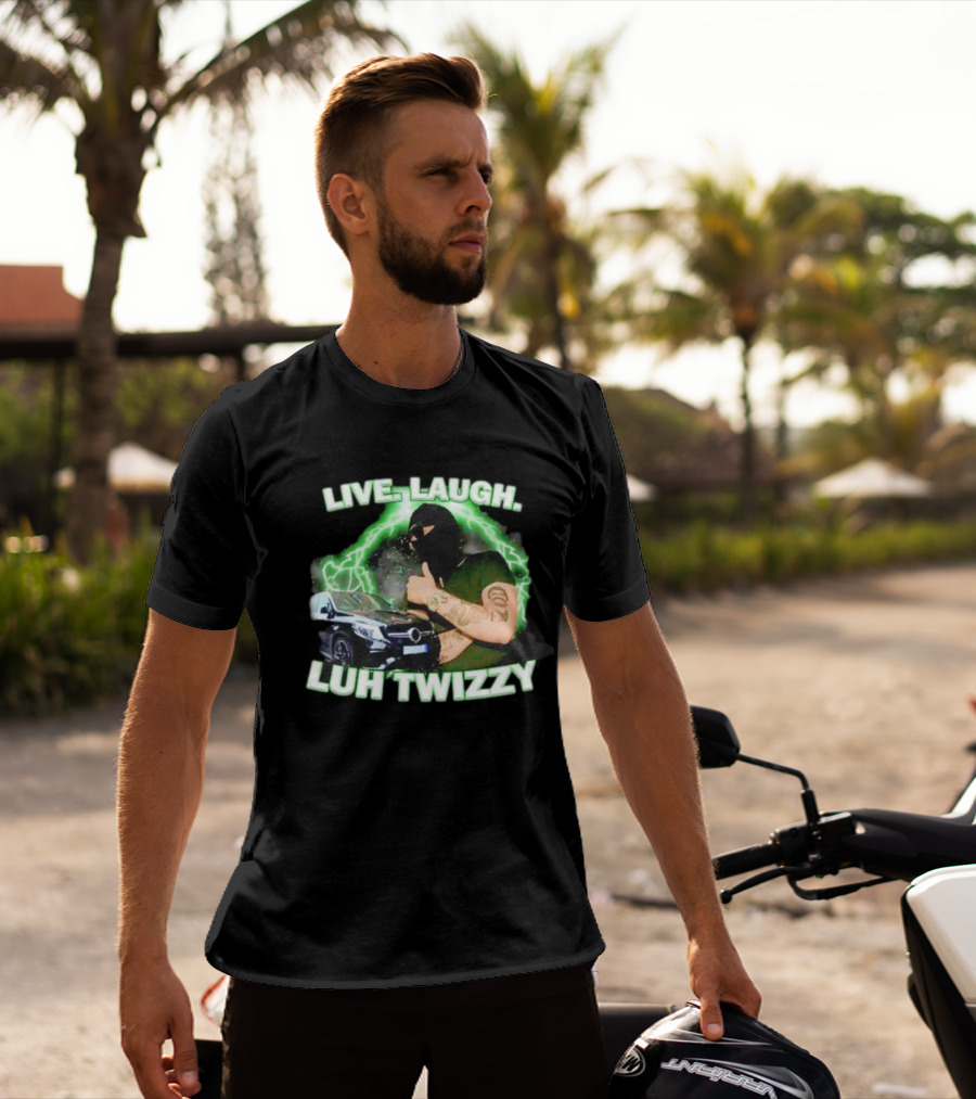 Live Laugh Luh Twizzy Car Masked Lightning Background T-Shirt