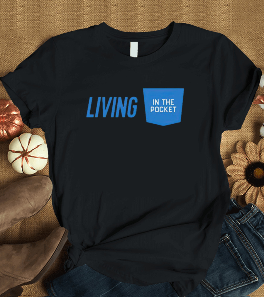 Aaron Donald 99 Living In The Pocket Blue Text T-Shirt