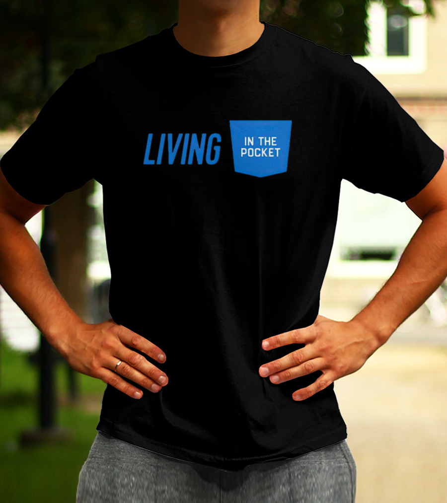 Aaron Donald 99 Living In The Pocket Blue Text T-Shirt