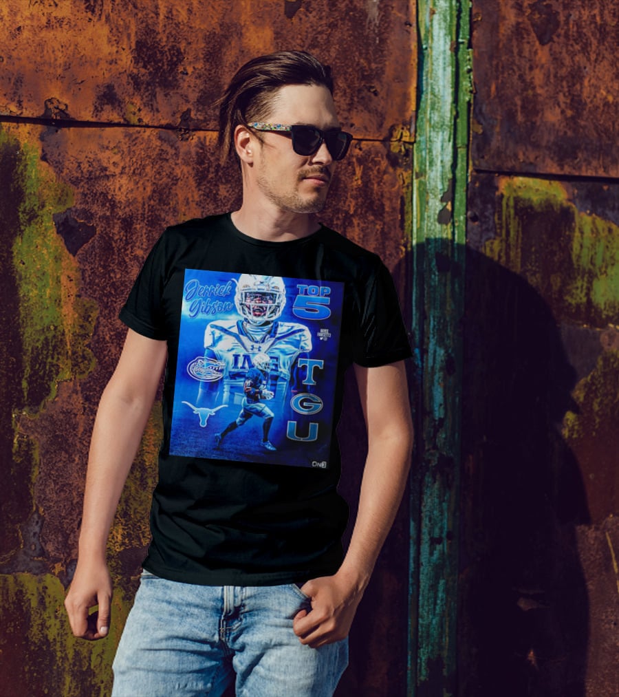 Jerrick Gibson Top 5 Schools With TCU And Florida Gators Football T-Shirt