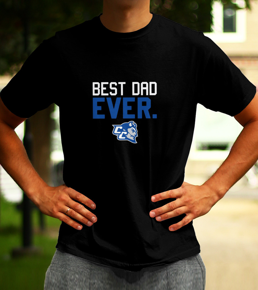 Best Dad Ever Central Conn CC Blue Devils T-Shirt