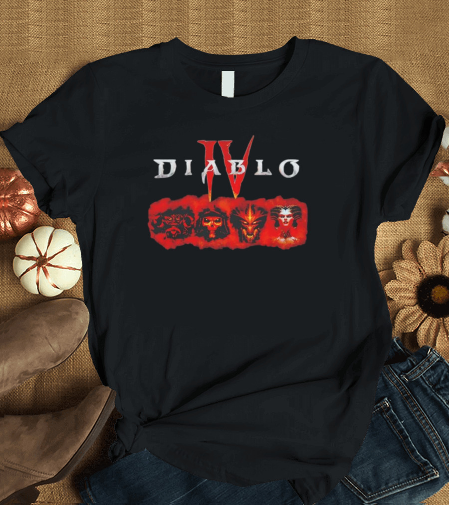 Diablo IV Villain Characters Red Faces T-Shirt