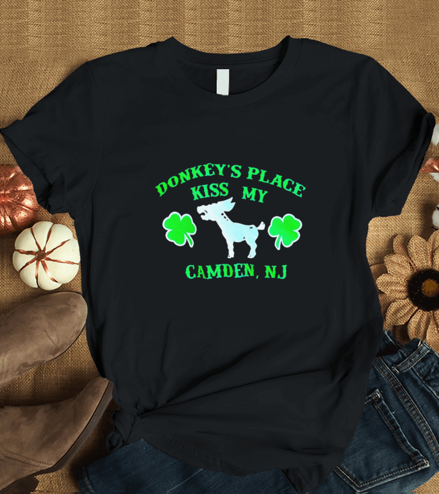 Donkey's Place Kiss My Camden NJ St. Patrick's Day Shamrocks T-Shirt